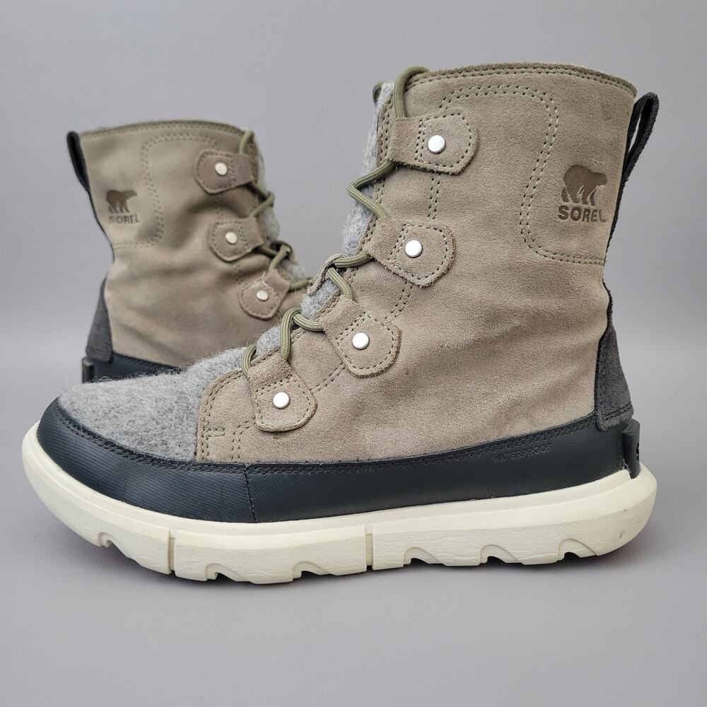 Sorel Explorer II Joan Felt Womens Size 9 WP Winter Boots Gray Black Lace Combat - Picture 2 of 10